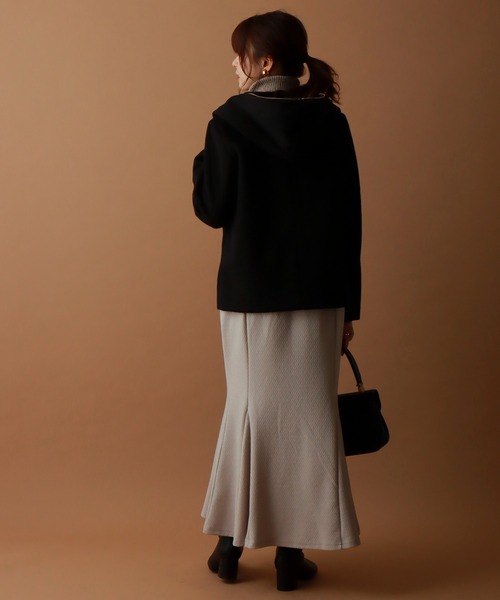 libelle more(リベル モア)の「モッサ風ダブルフェイスショートコート(その他アウター・レディース・モカ/ブラック/アイボリー/杢グレー/ベージュ/ネイビー・M/L)」の13枚目の写真
