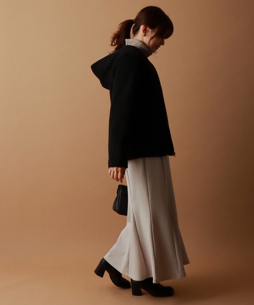 libelle more(リベル モア)の「モッサ風ダブルフェイスショートコート(その他アウター・レディース・モカ/ブラック/アイボリー/杢グレー/ベージュ/ネイビー・M/L)」の15枚目の写真