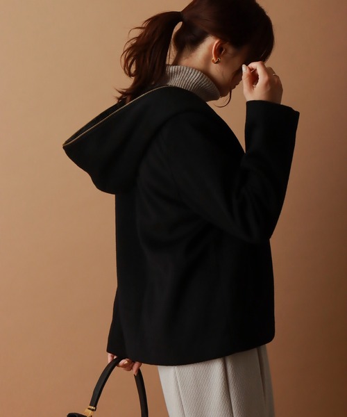 libelle more(リベル モア)の「モッサ風ダブルフェイスショートコート(その他アウター・レディース・モカ/ブラック/アイボリー/杢グレー/ベージュ/ネイビー・M/L)」の17枚目の写真