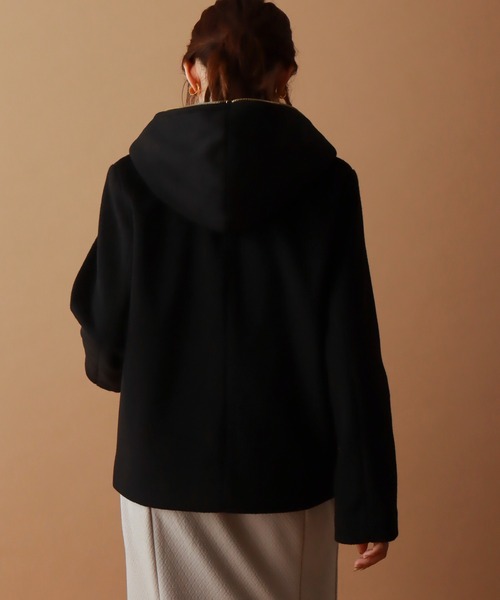 libelle more(リベル モア)の「モッサ風ダブルフェイスショートコート(その他アウター・レディース・モカ/ブラック/アイボリー/杢グレー/ベージュ/ネイビー・M/L)」の19枚目の写真