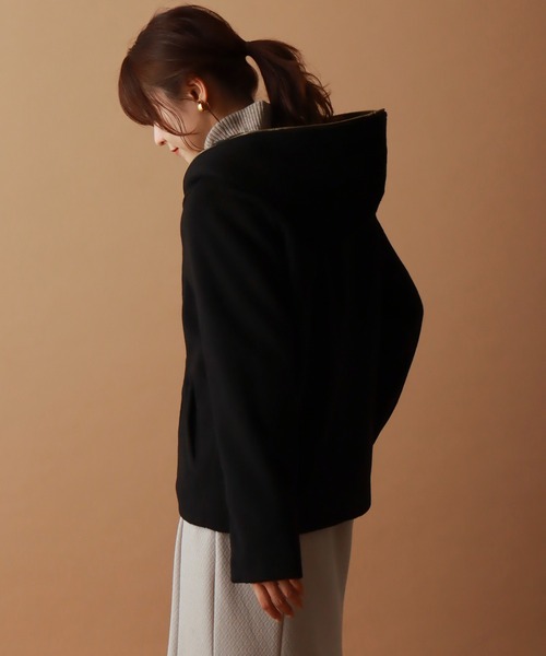 libelle more(リベル モア)の「モッサ風ダブルフェイスショートコート(その他アウター・レディース・モカ/ブラック/アイボリー/杢グレー/ベージュ/ネイビー・M/L)」の20枚目の写真