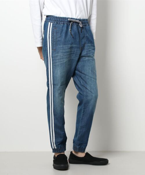 STYLEBLOCK（スタイルブロック）の「8.5ozスラブデニムサイドラインジョガーパンツ（デニムパンツ・メンズ・ライトブルー/ブルー/ネイビー・L/M/LL）」の3枚目の写真