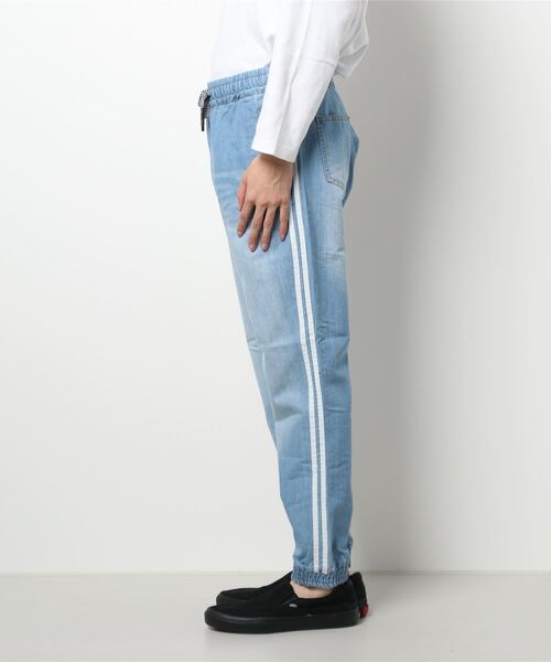 STYLEBLOCK（スタイルブロック）の「8.5ozスラブデニムサイドラインジョガーパンツ（デニムパンツ・メンズ・ライトブルー/ブルー/ネイビー・L/M/LL）」の4枚目の写真