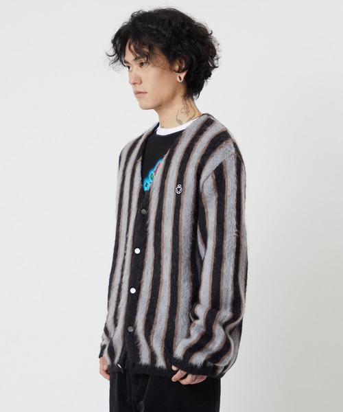 LMCの「【LMC】VERTICAL STRIPED MOHAIR CARDIGAN / エルエムシー バーティカル ストライプ モヘア カーディガン（カーディガン/ボレロ・メンズ・ブラック・1/2）」の5枚目の写真