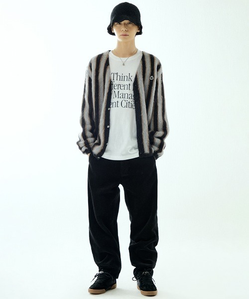 LMCの「【LMC】VERTICAL STRIPED MOHAIR CARDIGAN / エルエムシー バーティカル ストライプ モヘア カーディガン（カーディガン/ボレロ・メンズ・ブラック・1/2）」の3枚目の写真