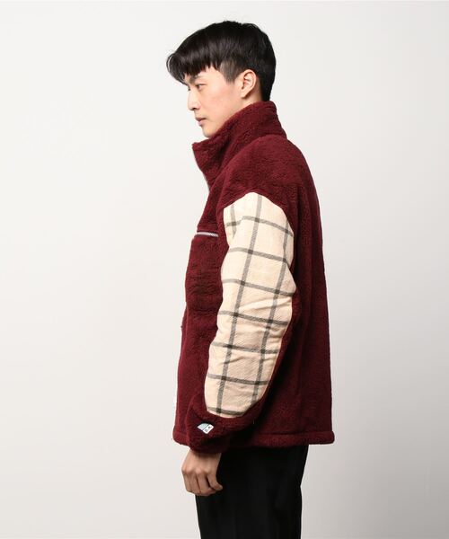 RASSVET / PACCBET（ラスベート）の「FLEECE JACKET KNIT（その他アウター・メンズ・バーガンディー/イエロー・L/S/M）」の3枚目の写真