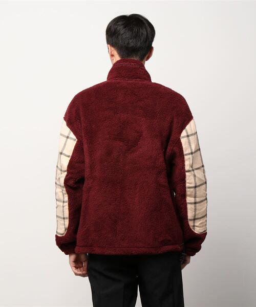 RASSVET / PACCBET（ラスベート）の「FLEECE JACKET KNIT（その他アウター・メンズ・バーガンディー/イエロー・L/S/M）」の4枚目の写真