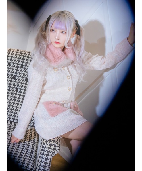 Ank Rouge(アンクルージュ)の「ツイードブルゾン(ブルゾン・レディース・ブラック/オフホワイト/ピンク・M)」の3枚目の写真