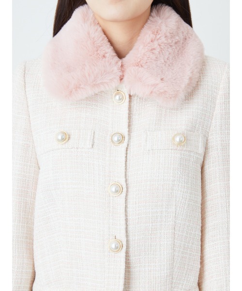 Ank Rouge(アンクルージュ)の「ツイードブルゾン(ブルゾン・レディース・ブラック/オフホワイト/ピンク・M)」の5枚目の写真