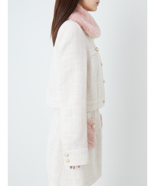 Ank Rouge(アンクルージュ)の「ツイードブルゾン(ブルゾン・レディース・ブラック/オフホワイト/ピンク・M)」の10枚目の写真