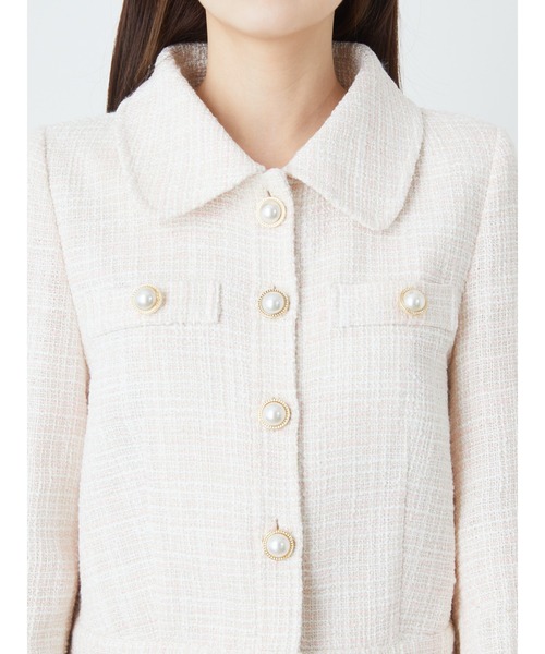 Ank Rouge(アンクルージュ)の「ツイードブルゾン(ブルゾン・レディース・ブラック/オフホワイト/ピンク・M)」の6枚目の写真