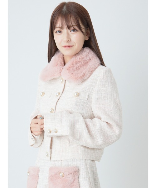 Ank Rouge(アンクルージュ)の「ツイードブルゾン(ブルゾン・レディース・ブラック/オフホワイト/ピンク・M)」の8枚目の写真