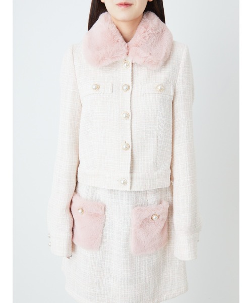 Ank Rouge(アンクルージュ)の「ツイードブルゾン(ブルゾン・レディース・ブラック/オフホワイト/ピンク・M)」の11枚目の写真