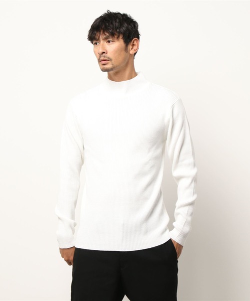 Blue Standard （ブルースタンダード）の「【BLUE STANDARD/ブルースタンダード】フィット感抜群 ストレッチリブハイネックセーター（ニット/セーター・メンズ・ホワイト/チャコールグレー/ブラック/ワイン・MEDIUM/LARGE/X-LARGE）」の2枚目の写真