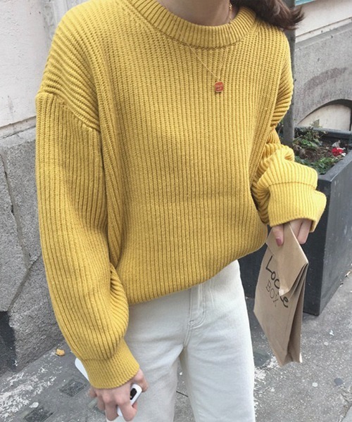 Chaco closet（チャコ クローゼット）の「ボリュームニットプルオーバー（ニット/セーター・レディース・パープル/ブラウン/レッド/イエロー/ブルー/グリーン/アイボリー・FREE）」の6枚目の写真