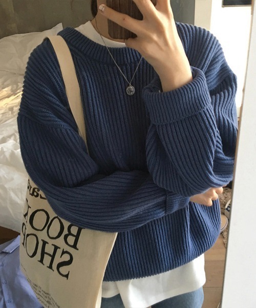 Chaco closet（チャコ クローゼット）の「ボリュームニットプルオーバー（ニット/セーター・レディース・パープル/ブラウン/レッド/イエロー/ブルー/グリーン/アイボリー・FREE）」の5枚目の写真