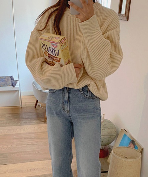 Chaco closet（チャコ クローゼット）の「ボリュームニットプルオーバー（ニット/セーター・レディース・パープル/ブラウン/レッド/イエロー/ブルー/グリーン/アイボリー・FREE）」の9枚目の写真