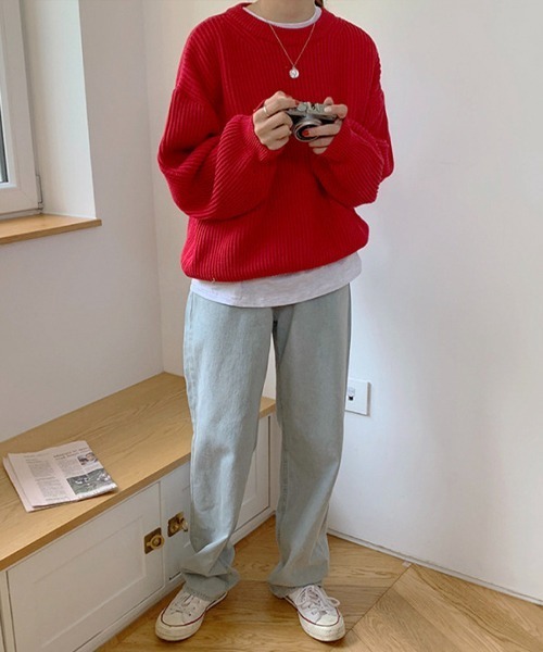 Chaco closet（チャコ クローゼット）の「ボリュームニットプルオーバー（ニット/セーター・レディース・パープル/ブラウン/レッド/イエロー/ブルー/グリーン/アイボリー・FREE）」の16枚目の写真