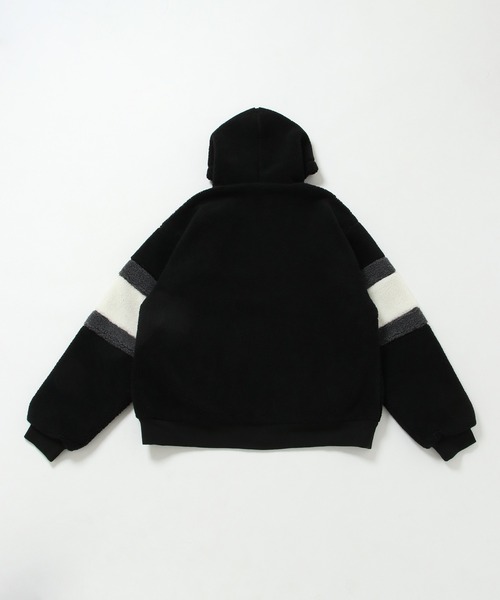 NO NEED(ノーニード)の「【メディア紹介商品】ロングスリーブ袖ラインビッグシルエットボアフードブルゾン /オーバーサイズ/配色ライン/(ブルゾン・メンズ・ライトグレー/ブラック/ダークグリーン/オリーブ・フリ-)」の18枚目の写真