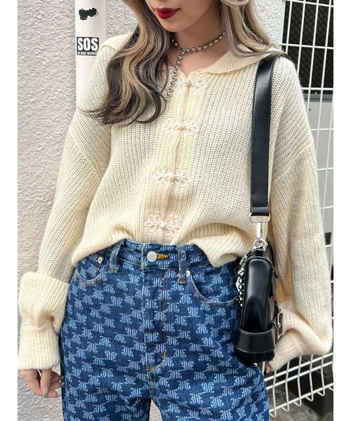 jouetie（ジュエティ）の「セーラーカラーニット（ニット/セーター・レディース・ブラック/レッド/グリーン/アイボリー・MEDIUM）」の3枚目の写真