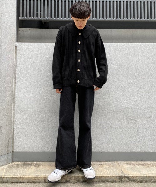 anown（アノン）の「ニットポロカーディガン【ファッションインフルエンサーRyo×anown限定コラボ】（カーディガン/ボレロ・メンズ・ブラック/ブラウン/ブルー・M/L）」の7枚目の写真