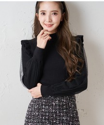 MIIA | 袖チュールニットトップス(ニット/セーター)