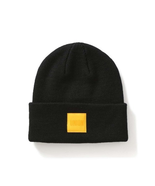 UNION（UNION TOKYO）（ユニオン）の「FINE GAUGE BEANIE WITH 6 WAY T UNION ユニオン ビーニー ニット帽（ニットキャップ/ビーニー・メンズ・ブラック/イエロー・FREE）」の2枚目の写真