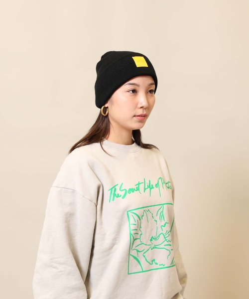 UNION（UNION TOKYO）（ユニオン）の「FINE GAUGE BEANIE WITH 6 WAY T UNION ユニオン ビーニー ニット帽（ニットキャップ/ビーニー・メンズ・ブラック/イエロー・FREE）」の9枚目の写真