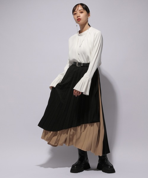 HARE（ハレ）の「スラッシュカットプリーツスカート(HARE)（スカート・レディース・ブラック/グリーン・FREE）」の12枚目の写真