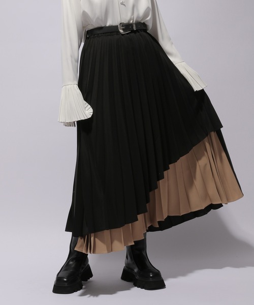 HARE（ハレ）の「スラッシュカットプリーツスカート(HARE)（スカート・レディース・ブラック/グリーン・FREE）」の6枚目の写真