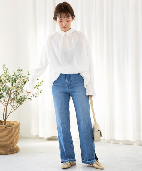 SLOBE IENA(スローブイエナ)の「《WEB限定/追加》ドビースモールカラーブラウス◆(シャツ/ブラウス・レディース・ホワイト/ブラック・FREE)」の21枚目の写真