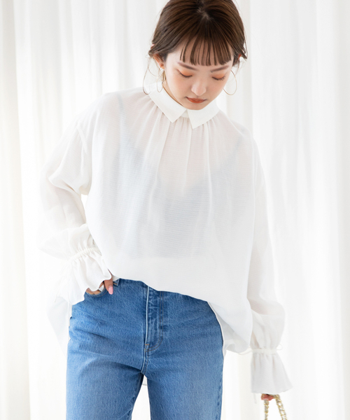 SLOBE IENA(スローブイエナ)の「《WEB限定/追加》ドビースモールカラーブラウス◆(シャツ/ブラウス・レディース・ホワイト/ブラック・FREE)」の18枚目の写真