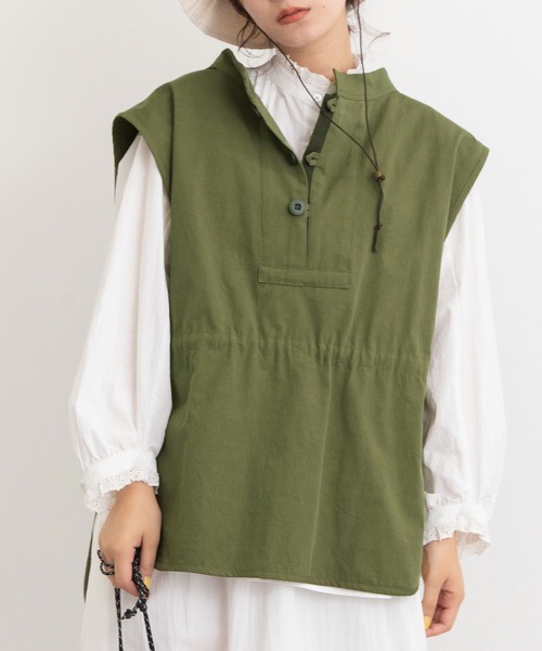 POU DOU DOU（プードゥドゥ）の「ウェザーレトロミリタリーベスト（ベスト・レディース・ネイビー/カーキ/キナリ・3）」の7枚目の写真