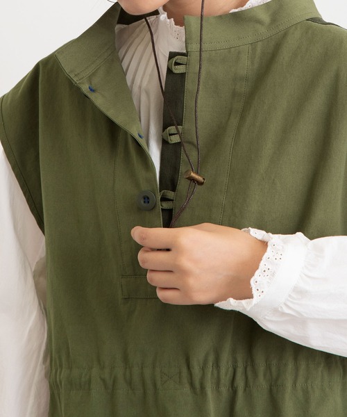 POU DOU DOU（プードゥドゥ）の「ウェザーレトロミリタリーベスト（ベスト・レディース・ネイビー/カーキ/キナリ・3）」の9枚目の写真