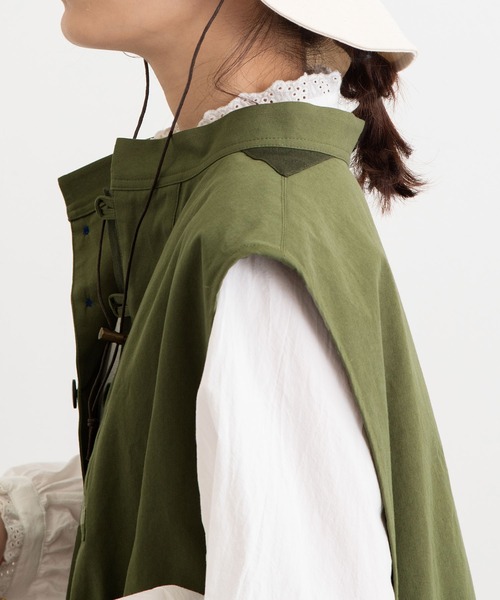 POU DOU DOU（プードゥドゥ）の「ウェザーレトロミリタリーベスト（ベスト・レディース・ネイビー/カーキ/キナリ・3）」の10枚目の写真