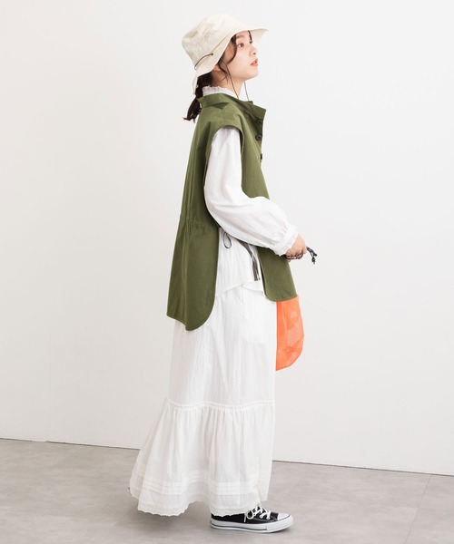 POU DOU DOU（プードゥドゥ）の「ウェザーレトロミリタリーベスト（ベスト・レディース・ネイビー/カーキ/キナリ・3）」の13枚目の写真