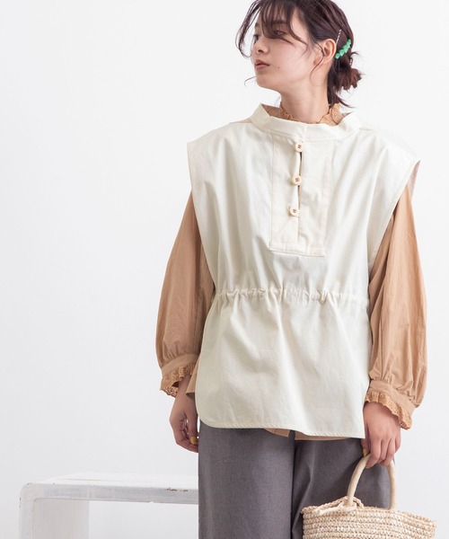 POU DOU DOU（プードゥドゥ）の「ウェザーレトロミリタリーベスト（ベスト・レディース・ネイビー/カーキ/キナリ・3）」の18枚目の写真