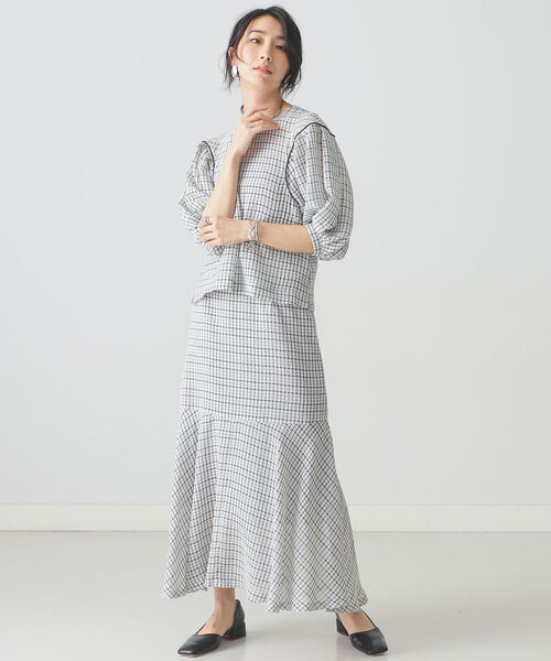 BEAMS LIGHTS（ビームスライツ）の「BEAMS LIGHTS / シアサッカー チェック ブラウス（シャツ/ブラウス・レディース・ミント/オフホワイト・ONE SIZE）」の16枚目の写真