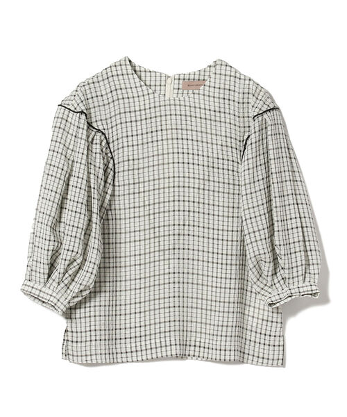 BEAMS LIGHTS（ビームスライツ）の「BEAMS LIGHTS / シアサッカー チェック ブラウス（シャツ/ブラウス・レディース・ミント/オフホワイト・ONE SIZE）」の14枚目の写真