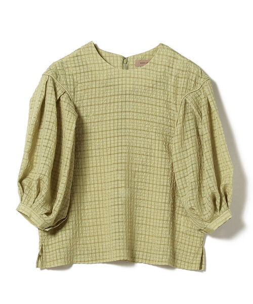 BEAMS LIGHTS（ビームスライツ）の「BEAMS LIGHTS / シアサッカー チェック ブラウス（シャツ/ブラウス・レディース・ミント/オフホワイト・ONE SIZE）」の8枚目の写真