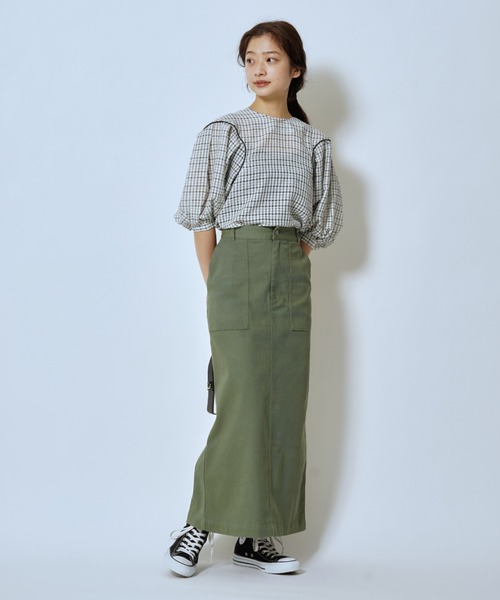 BEAMS LIGHTS（ビームスライツ）の「BEAMS LIGHTS / シアサッカー チェック ブラウス（シャツ/ブラウス・レディース・ミント/オフホワイト・ONE SIZE）」の17枚目の写真