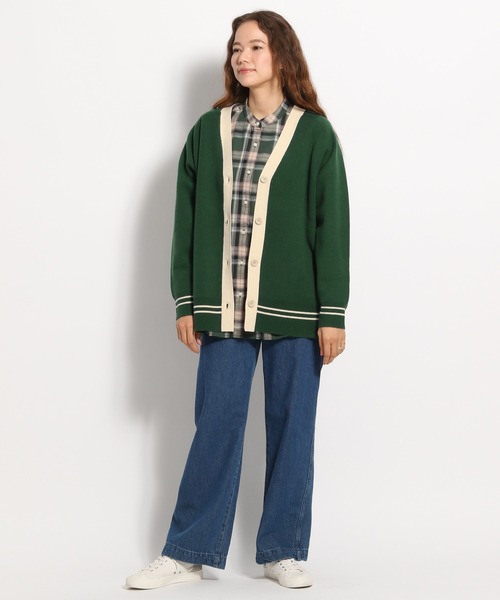 niko and...（ニコアンド）の「配色ラインミドル丈カーディガン（カーディガン/ボレロ・レディース・ブラック/グレー/オレンジ/グリーン・FREE）」の5枚目の写真