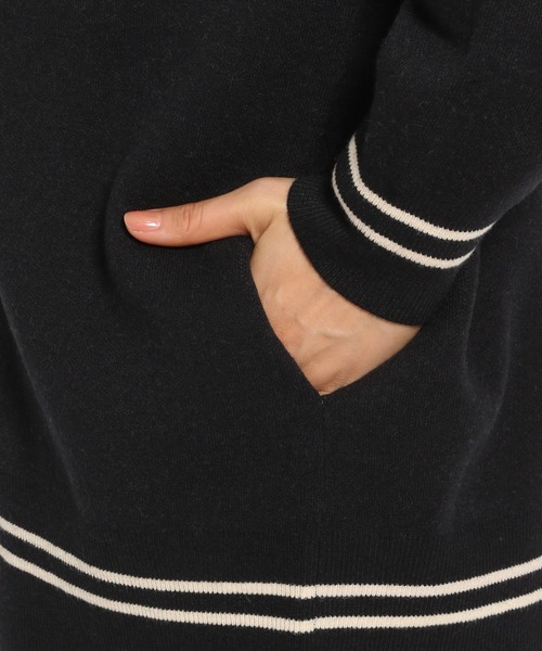 niko and...（ニコアンド）の「配色ラインミドル丈カーディガン（カーディガン/ボレロ・レディース・ブラック/グレー/オレンジ/グリーン・FREE）」の6枚目の写真