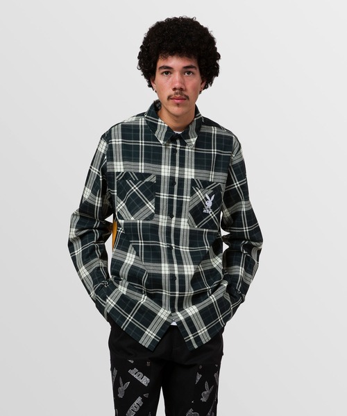 PLAYBOY(プレイボーイ)の「PLAYBOY MONARCH L/S FLANNEL / HUF シャツ【PLAYBOY】 コラボ(シャツ/ブラウス・メンズ・ブラック・MEDIUM/LARGE/X-LARGE)」の10枚目の写真