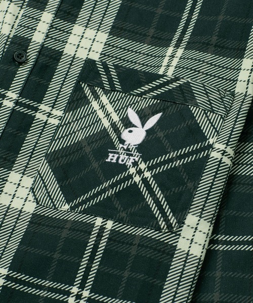 PLAYBOY(プレイボーイ)の「PLAYBOY MONARCH L/S FLANNEL / HUF シャツ【PLAYBOY】 コラボ(シャツ/ブラウス・メンズ・ブラック・MEDIUM/LARGE/X-LARGE)」の8枚目の写真