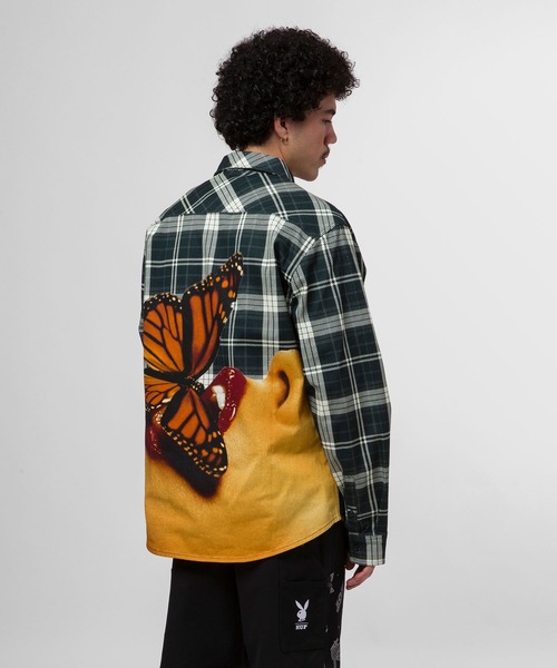 PLAYBOY(プレイボーイ)の「PLAYBOY MONARCH L/S FLANNEL / HUF シャツ【PLAYBOY】 コラボ(シャツ/ブラウス・メンズ・ブラック・MEDIUM/LARGE/X-LARGE)」の12枚目の写真