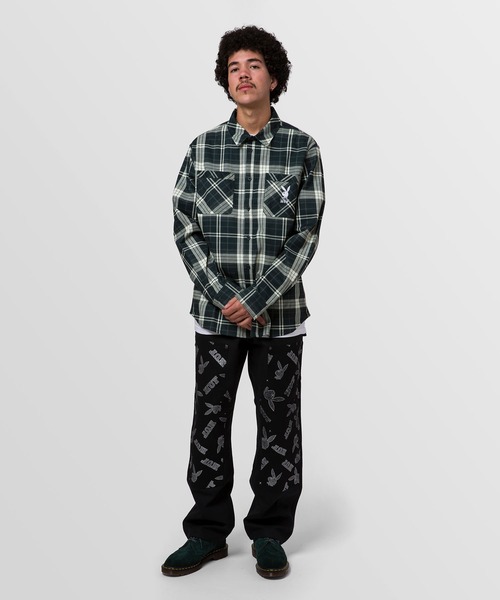 PLAYBOY(プレイボーイ)の「PLAYBOY MONARCH L/S FLANNEL / HUF シャツ【PLAYBOY】 コラボ(シャツ/ブラウス・メンズ・ブラック・MEDIUM/LARGE/X-LARGE)」の9枚目の写真