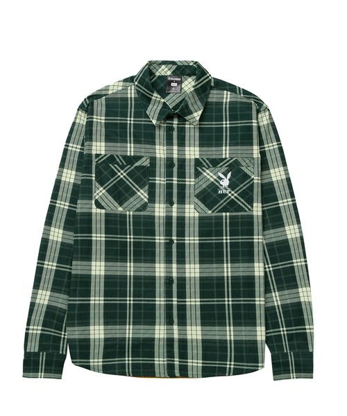 PLAYBOY(プレイボーイ)の「PLAYBOY MONARCH L/S FLANNEL / HUF シャツ【PLAYBOY】 コラボ(シャツ/ブラウス・メンズ・ブラック・MEDIUM/LARGE/X-LARGE)」の5枚目の写真