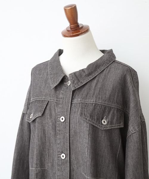 osharewalker（オシャレウォーカー）の「【廃盤】『バックタックデニムシャツワンピース』（シャツワンピース・レディース・ブルー/ブラック・FREE）」の3枚目の写真