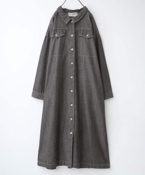 osharewalker（オシャレウォーカー）の「【廃盤】『バックタックデニムシャツワンピース』（シャツワンピース・レディース・ブルー/ブラック・FREE）」の11枚目の写真